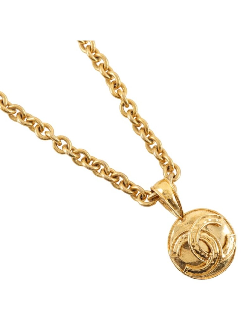 Chanel CC Logo Vintage Gold Plated Necklace